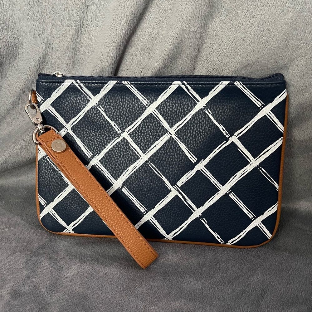 Thirty One Dash of Plaid Rubie Mini Wristlet with Wrist Strap